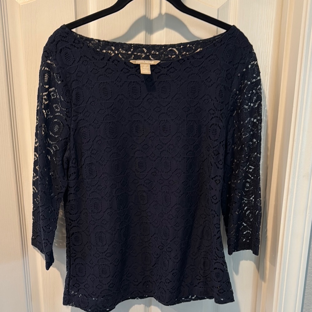 Elegant Navy Lace Women's Top